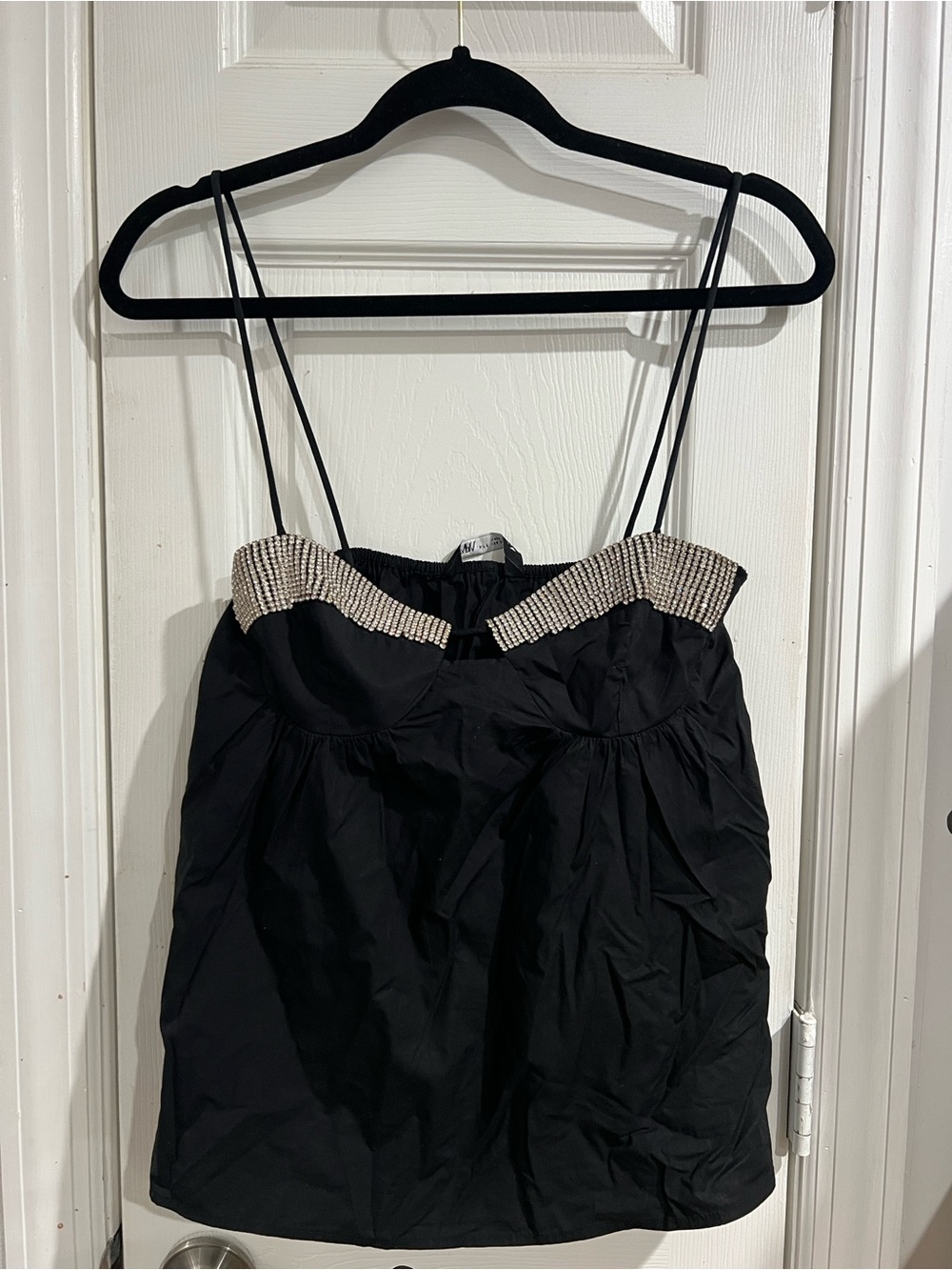 Zara Black Rhinestone Bustier Top